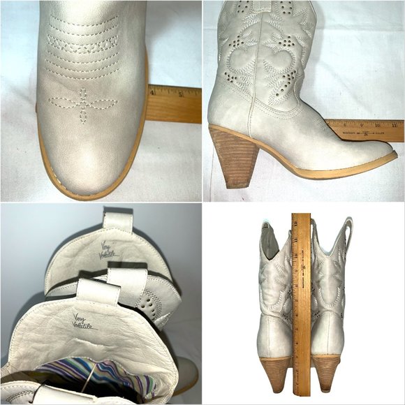 Very Volatile Western Inspired Womens Cowboy Boots Taupe Beige Size 7.5 EUC - Picture 11 of 14